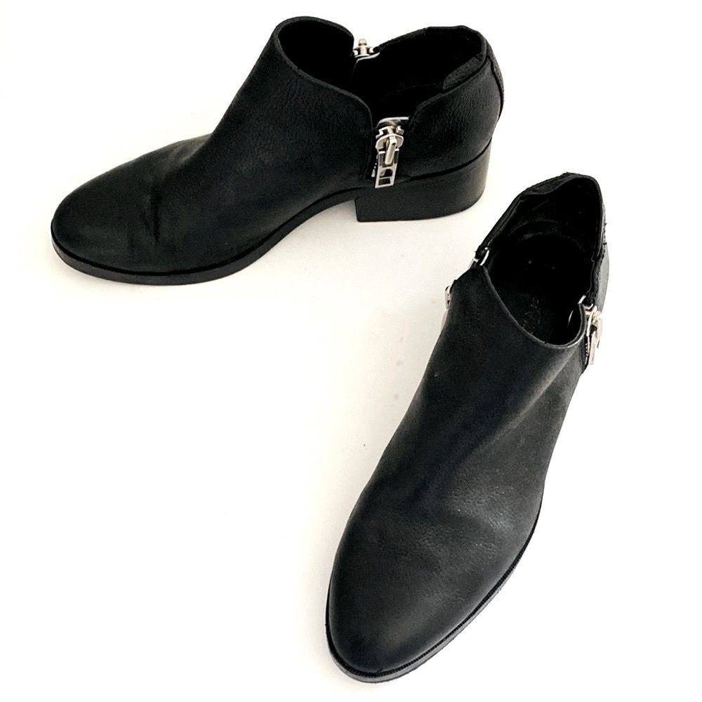 3.1 Philip Lim Black Leather Ankle Boots Silver Double Zippers Closer 7 Grange